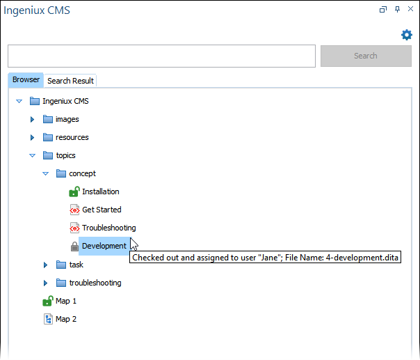 Checked-out DITA Asset Assigned to Other User
