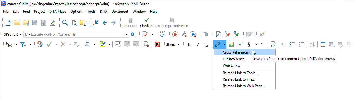 Insert Link via Toolbar