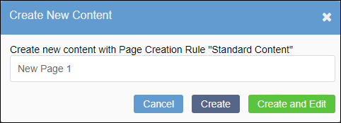 Create New Content Dialog