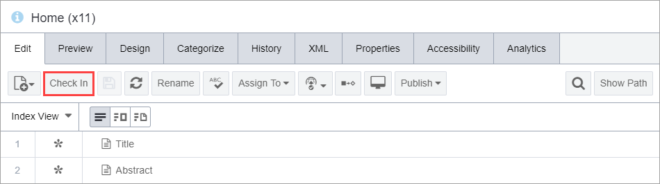 Check in Page(s) via Toolbar