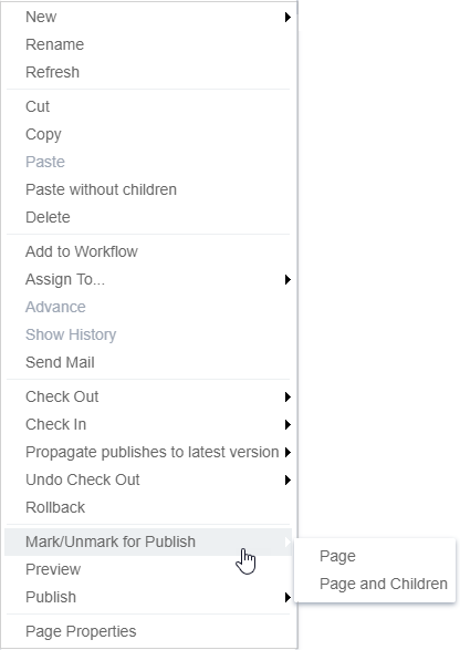 Mark/Unmark for Publish