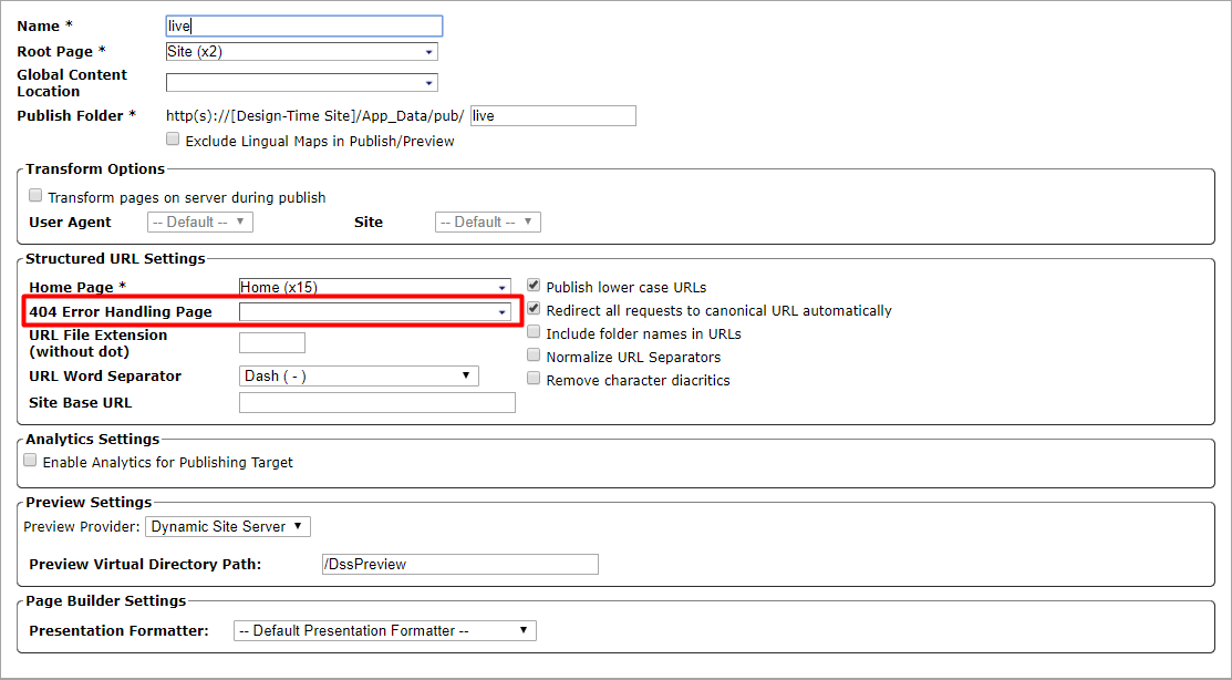 404 Error Handling Page Field