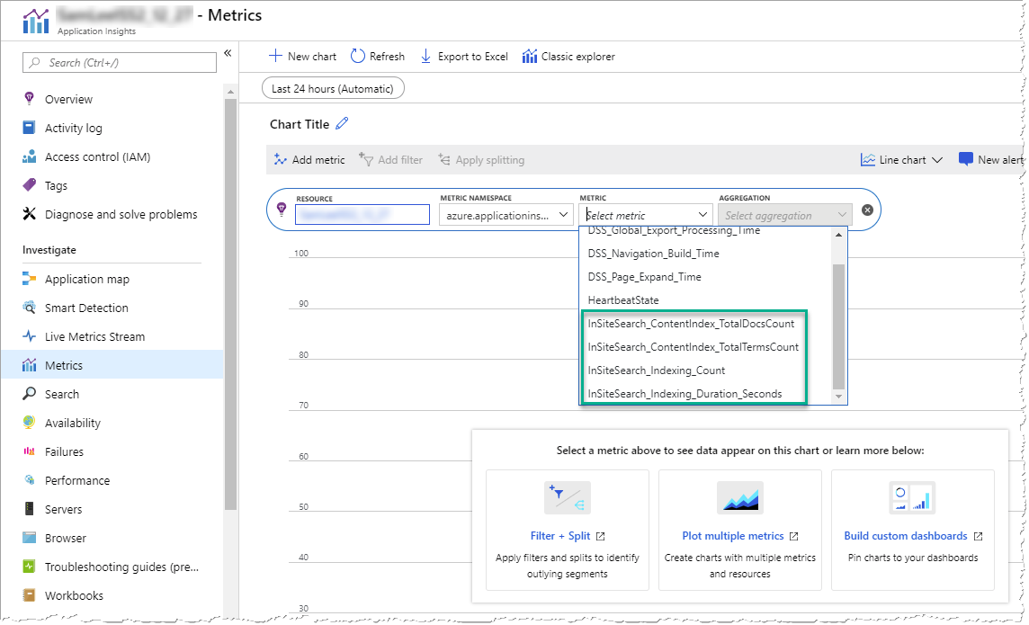 Applications Insights Metrics for InSite Search