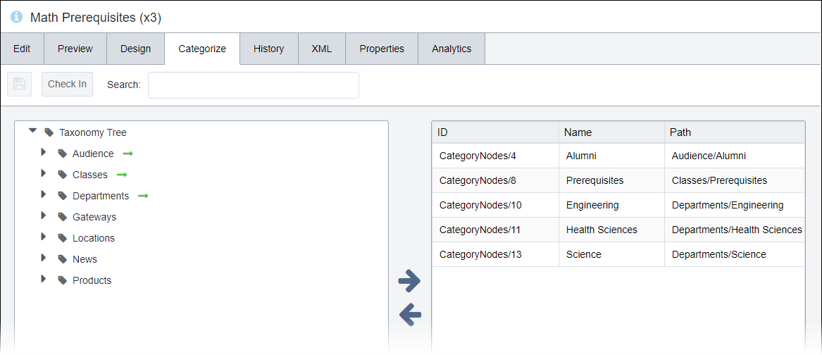 Categorize Tab