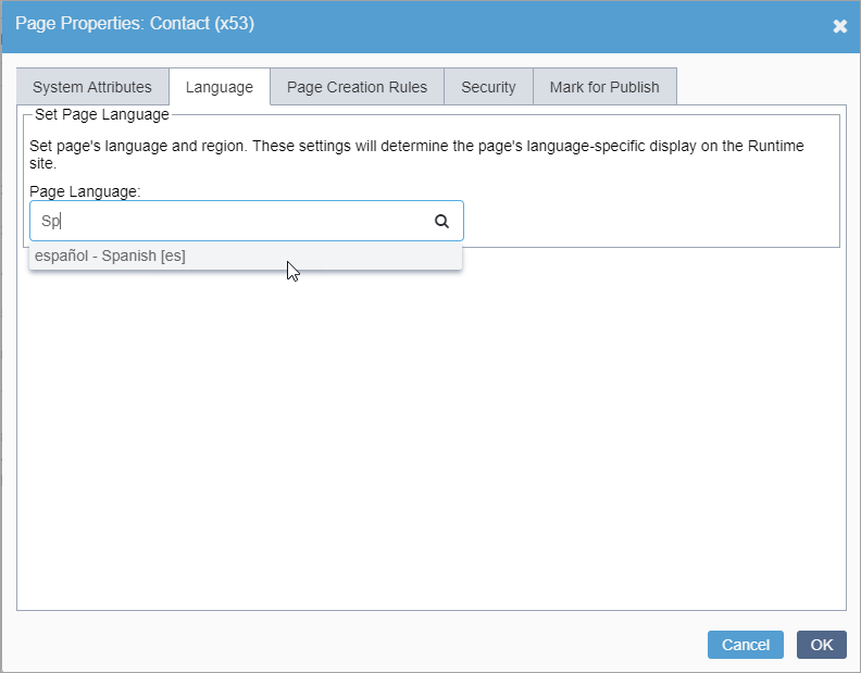 Set Page Language