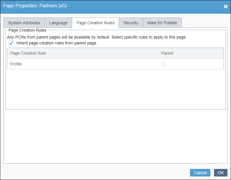 Page Creation Rules via Site Tree Context Menu