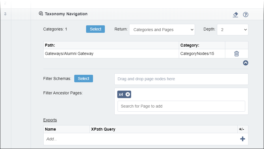 Taxonomy Navigation Element Advanced Settings