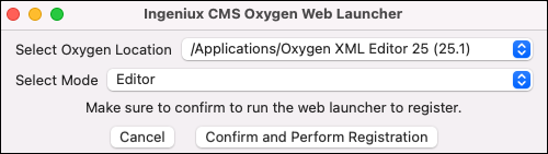 MacOS Ingeniux Oxygen Web Launcher