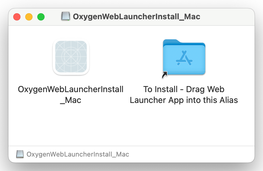 Drag OxygenWebLauncher_Mac to Applications Folder