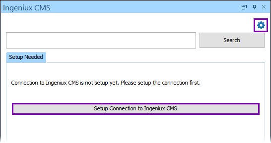 Configure Ingeniux CMS Connection Dialog