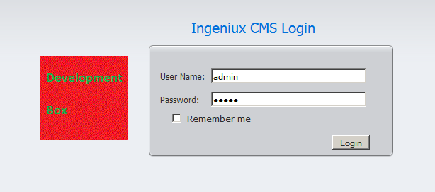 Ingeniux CMS 8 Login page (modified)