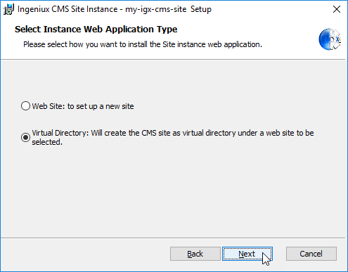 Select Instance Web Application Type