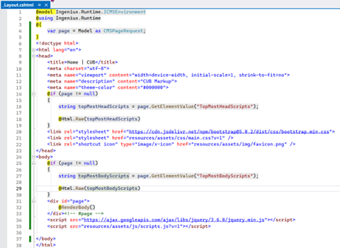 Screenshot: Example View Implementation of Google Tag Manager Fields 