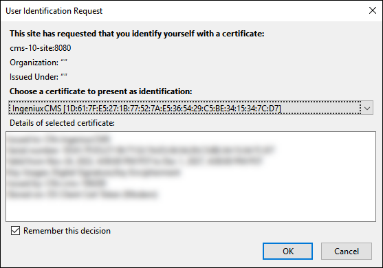 Firefox Web Browser Certificate Request