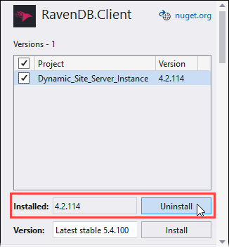 Force RavenDB.Client Uninstall