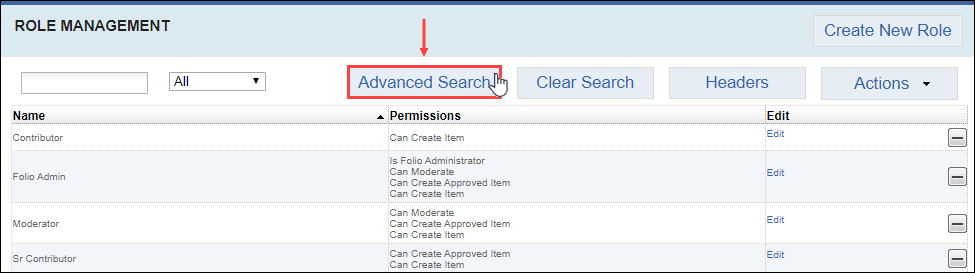 Use Advanced Role Search