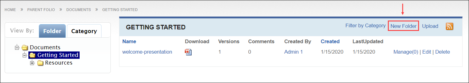 Create Document Folder via Folder View
