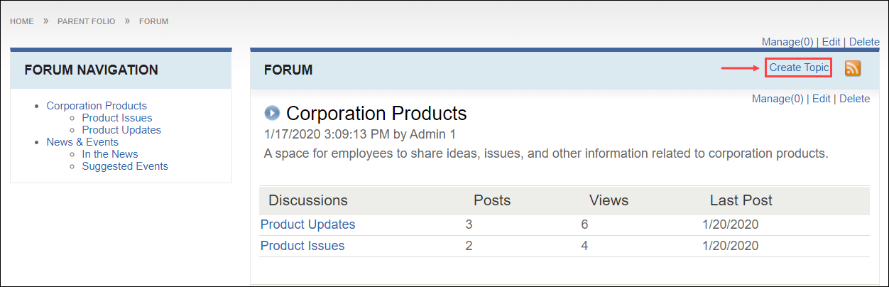 Create Forum Topic