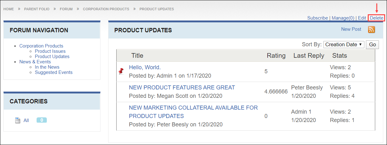 Delete Discussion via Discussion View
