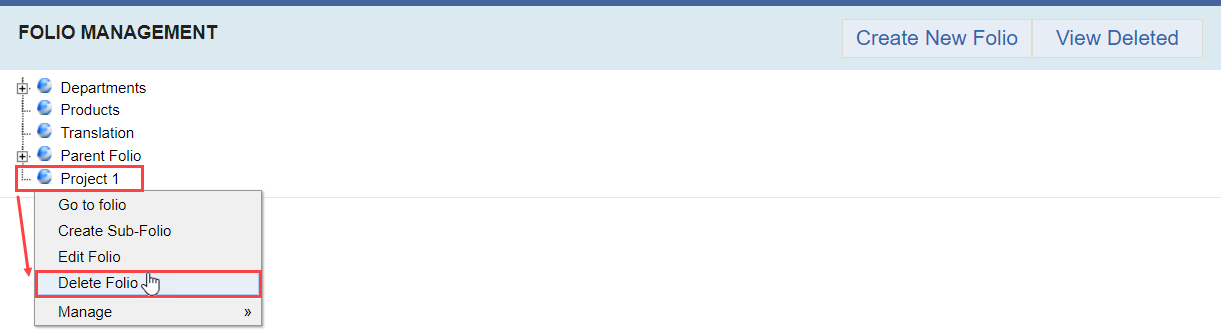 Manage Folio Option
