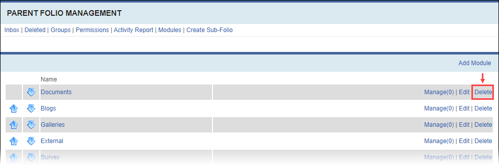 Delete Module or Sub-Folio in Folio