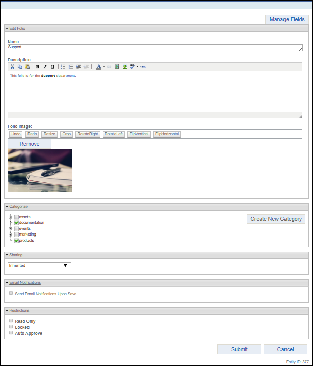 Edit Folio View