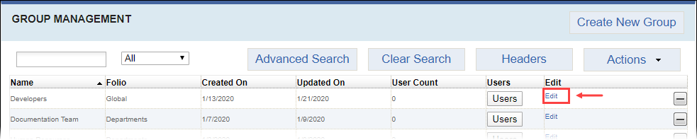 Edit Groups via Table Column