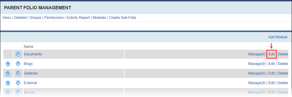 Edit Modules in a Folio