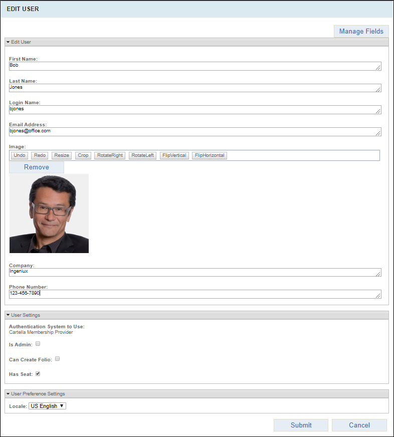 Edit User View