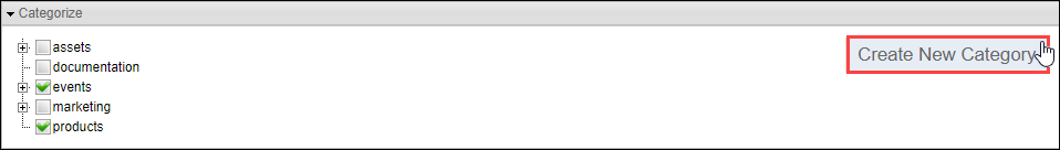 Create New Category Button