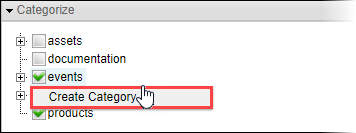 Create Category via Categorize Tree