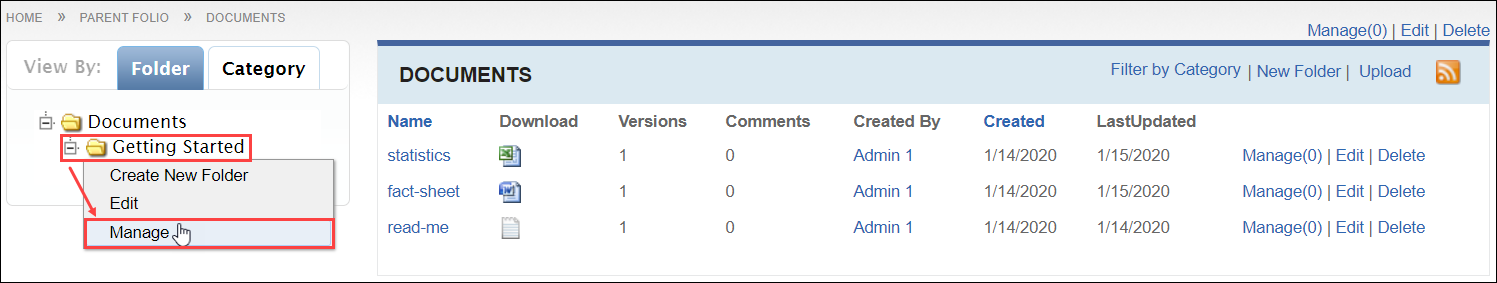 Manage Document Folder