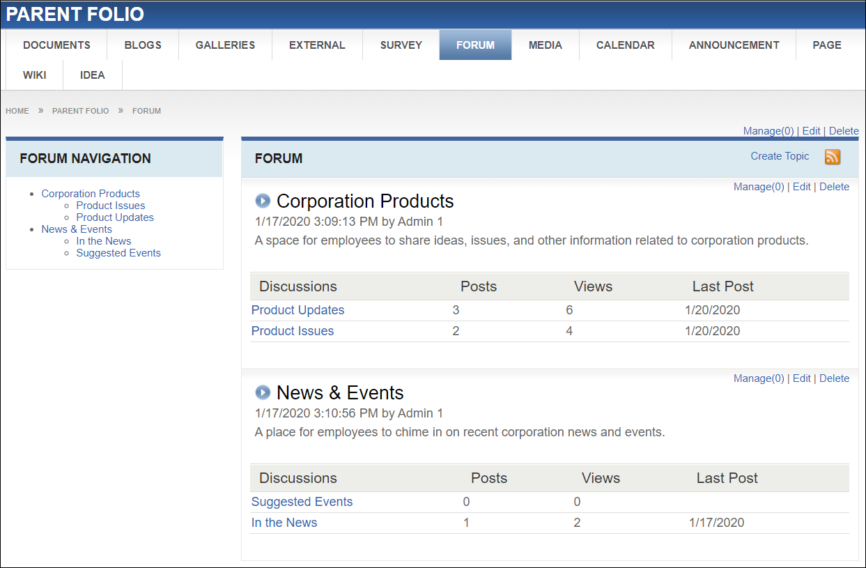Forum Module View