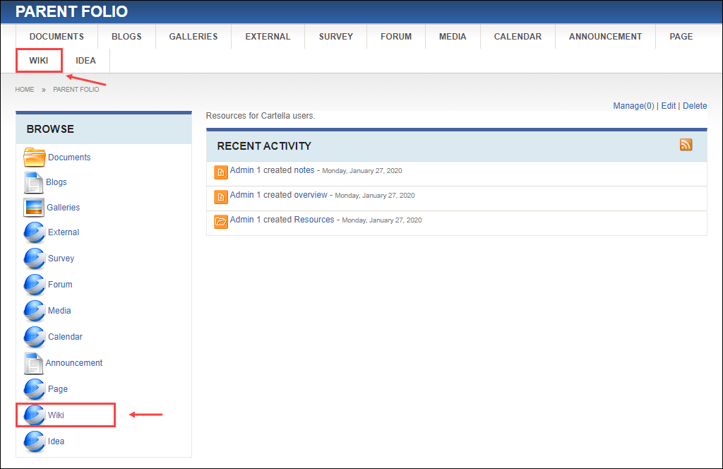 Navigate to Wiki Module View