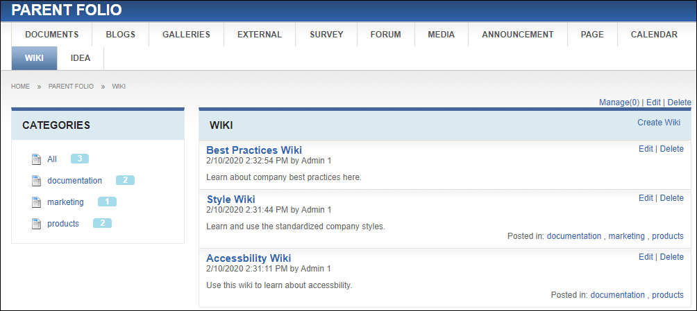 Wiki Module View