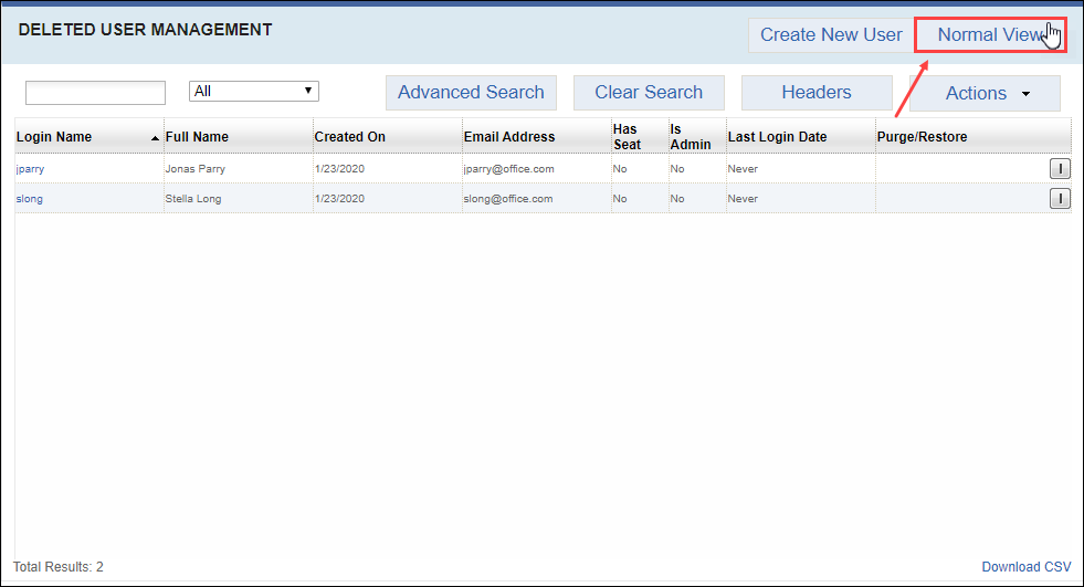 Click Normal View to View Active Users