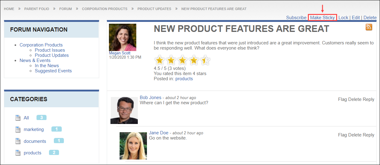 Make Post Sticky via Post View