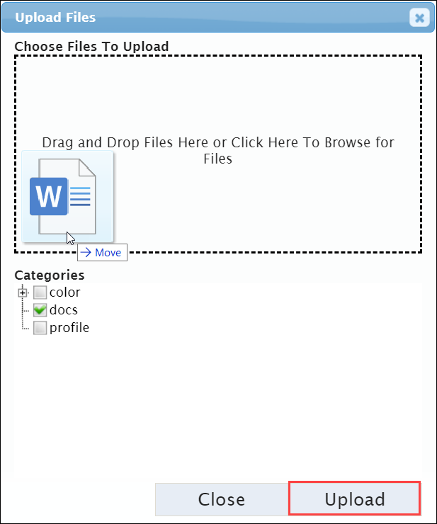 Drag File to Upload