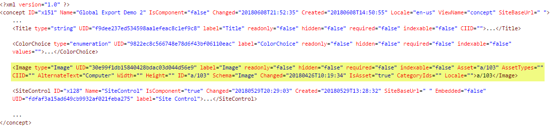 XML of Page for Global Export