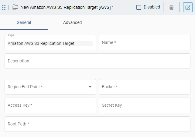 Amazon AWS S3 Replication Target Fields