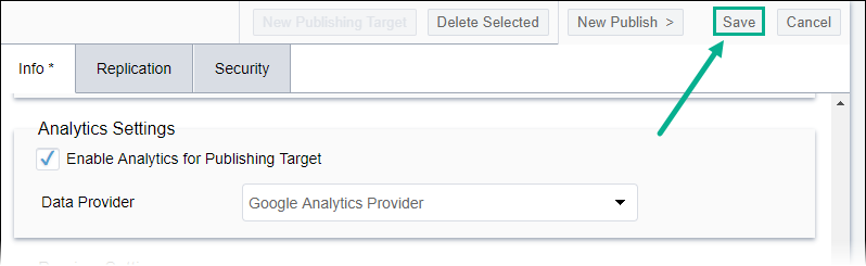 Save Publishing Target