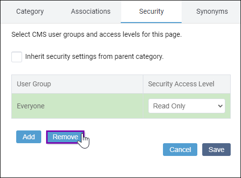 Remove Group from Security