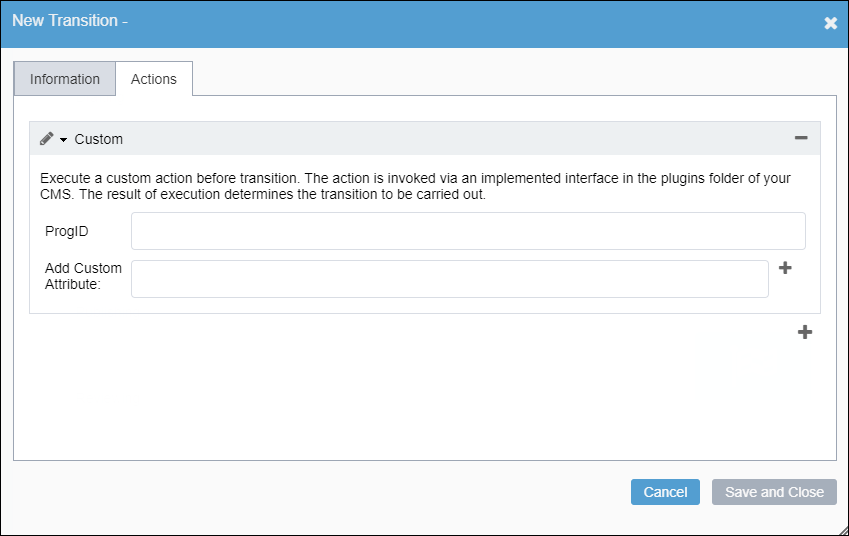 Custom Action Fields