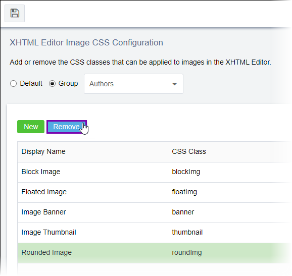 Remove XHTML Editor Image CSS Class