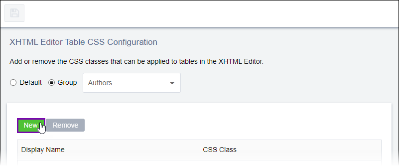 Add XHTML Editor Table CSS Class