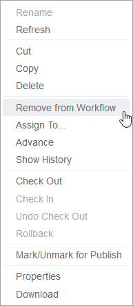 Context Menu: Remove Asset from Workflow