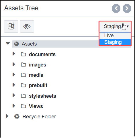 View Asset Tree Publishing Target Items