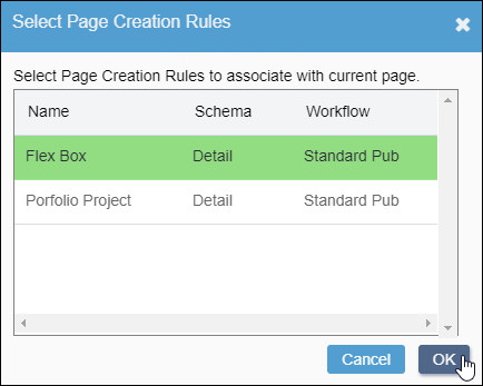 Select Page Creation Rules