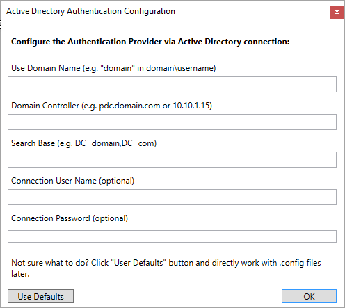 Active Directory Authentication Configuration