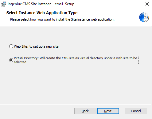 Select Instance Web Application Type 